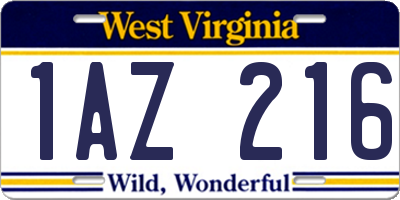 WV license plate 1AZ216