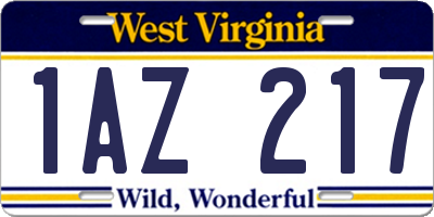 WV license plate 1AZ217