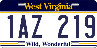 WV license plate 1AZ219