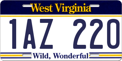 WV license plate 1AZ220