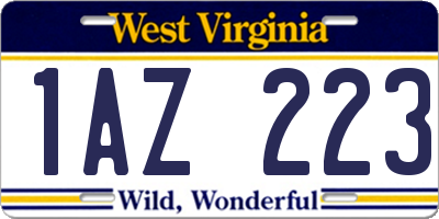 WV license plate 1AZ223