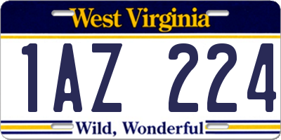 WV license plate 1AZ224