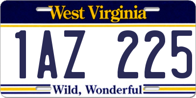 WV license plate 1AZ225
