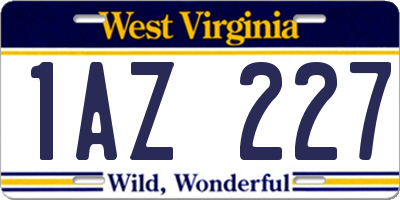 WV license plate 1AZ227