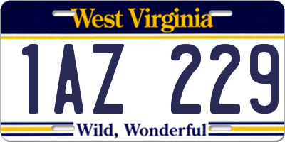WV license plate 1AZ229
