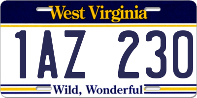 WV license plate 1AZ230