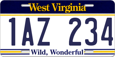 WV license plate 1AZ234
