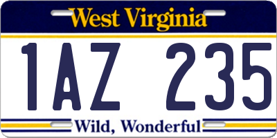 WV license plate 1AZ235