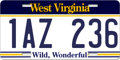 WV license plate 1AZ236