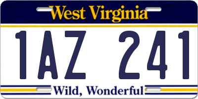 WV license plate 1AZ241