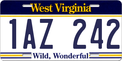 WV license plate 1AZ242