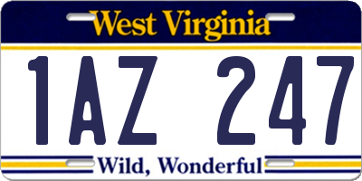 WV license plate 1AZ247