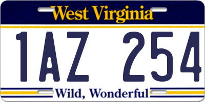 WV license plate 1AZ254