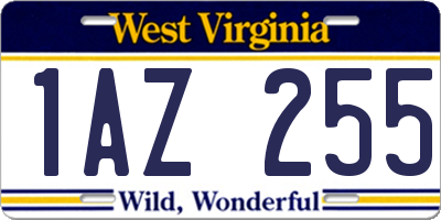 WV license plate 1AZ255