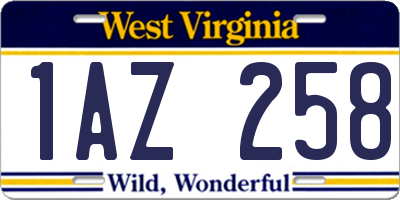 WV license plate 1AZ258