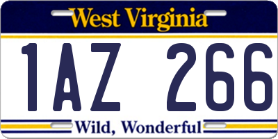 WV license plate 1AZ266