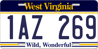 WV license plate 1AZ269