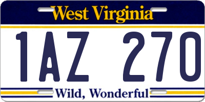 WV license plate 1AZ270
