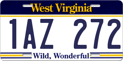 WV license plate 1AZ272