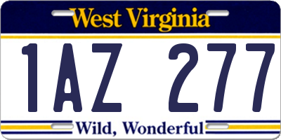 WV license plate 1AZ277