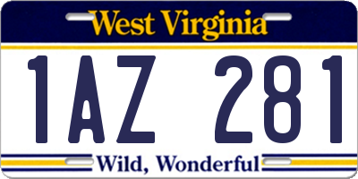 WV license plate 1AZ281