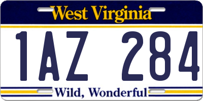 WV license plate 1AZ284
