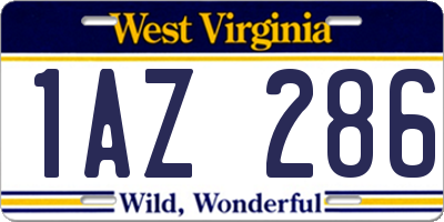 WV license plate 1AZ286