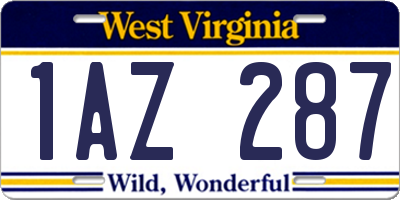 WV license plate 1AZ287