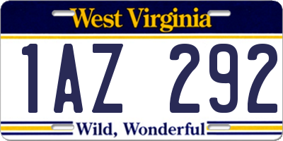 WV license plate 1AZ292