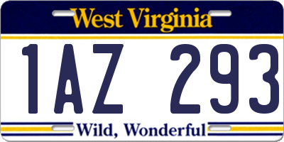 WV license plate 1AZ293