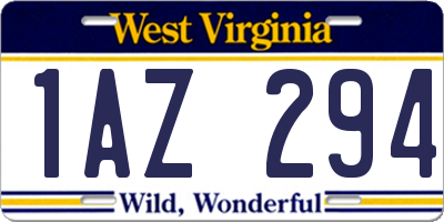 WV license plate 1AZ294
