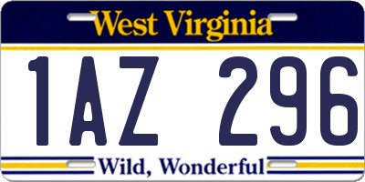 WV license plate 1AZ296