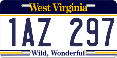 WV license plate 1AZ297