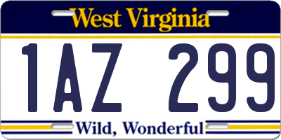 WV license plate 1AZ299