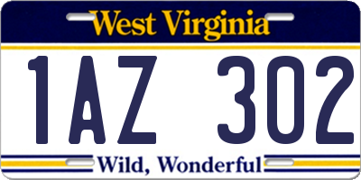 WV license plate 1AZ302
