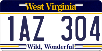 WV license plate 1AZ304