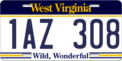 WV license plate 1AZ308