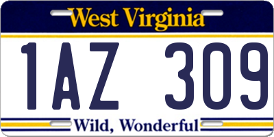 WV license plate 1AZ309