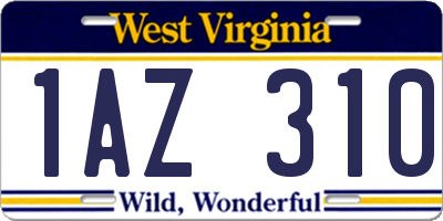 WV license plate 1AZ310