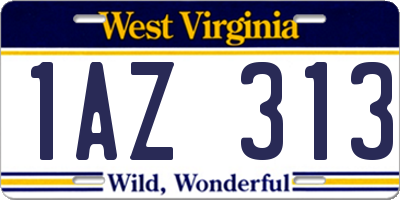 WV license plate 1AZ313