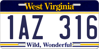 WV license plate 1AZ316