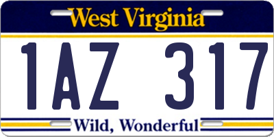 WV license plate 1AZ317