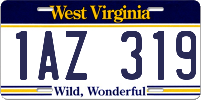 WV license plate 1AZ319