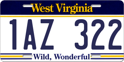 WV license plate 1AZ322