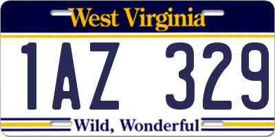 WV license plate 1AZ329