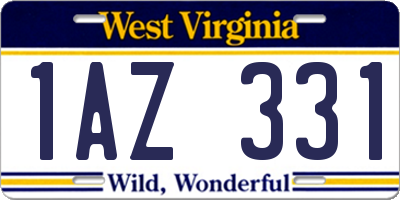 WV license plate 1AZ331