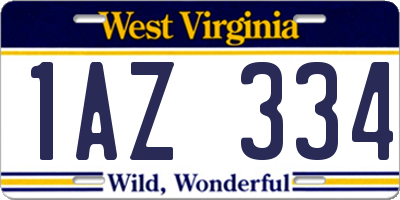 WV license plate 1AZ334