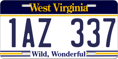 WV license plate 1AZ337