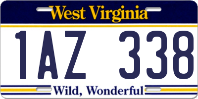 WV license plate 1AZ338