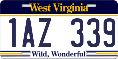 WV license plate 1AZ339